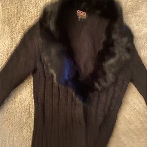 Woman sweater size M fits like S, real rabbit fur collar